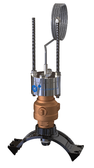 Halogen wet-tap sensor for pressurized main installation